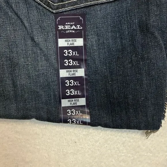 Ariat REAL Denim High Rise Flare Jeans Fringe Detail Women’s 33XL - Picture 7 of 11